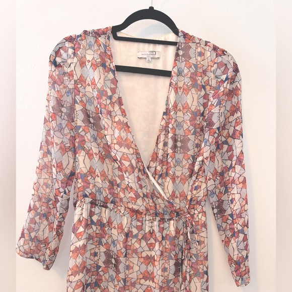 Waverly Grey Stained Glass Mini Wrap Dress - Size 2 - Picture 8 of 13